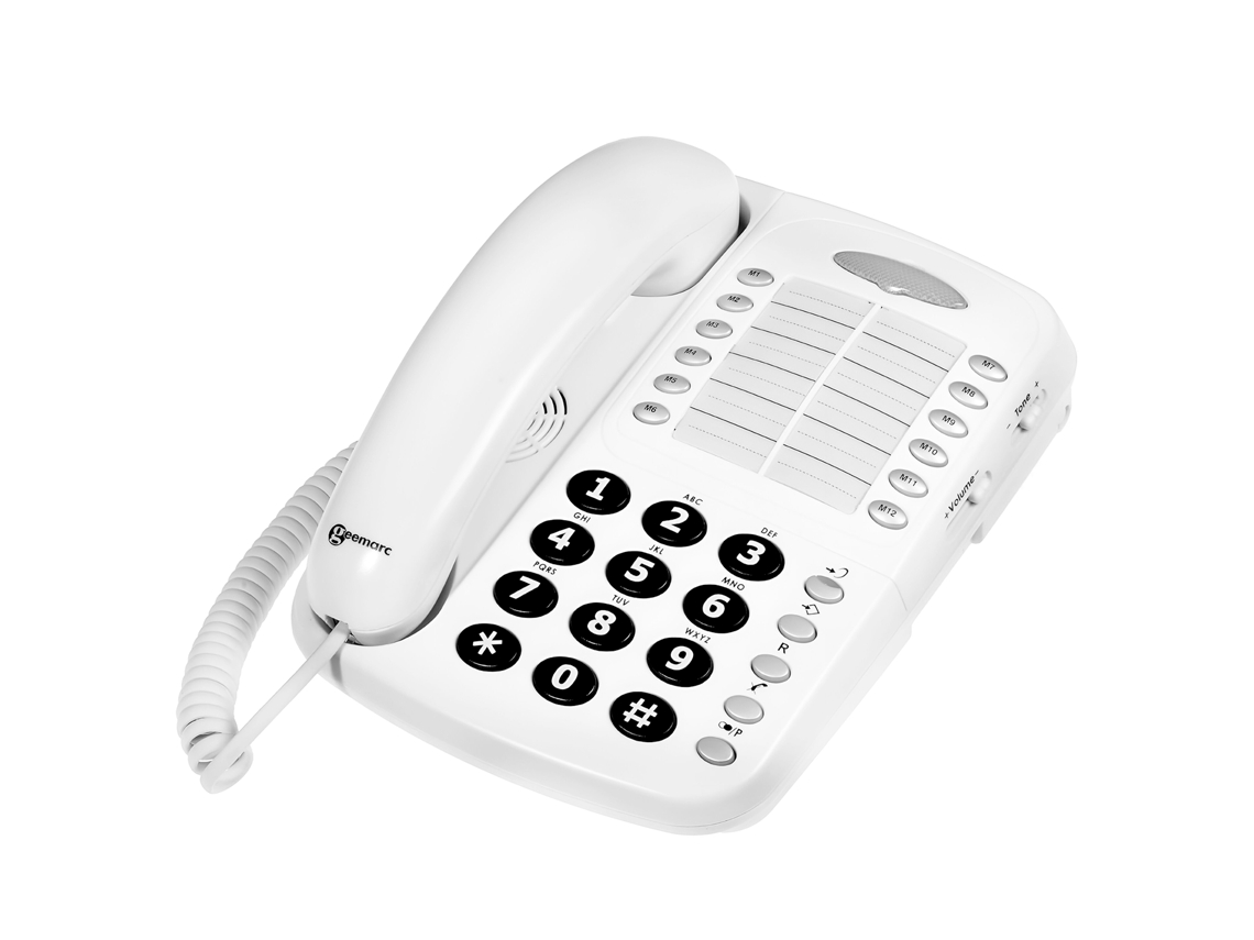 Telefone Para Idosos Secretária Especial Amplificada Para Séniores Branco Geemarc