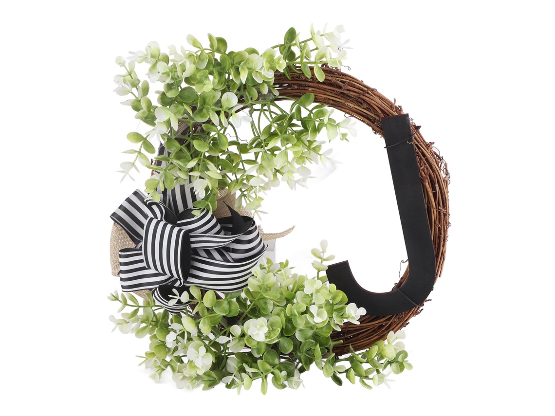 Guirnalda Decorativa Para Porta Principal Com Laço E Letras 26 Para Exterior Jardim Boas-vindas