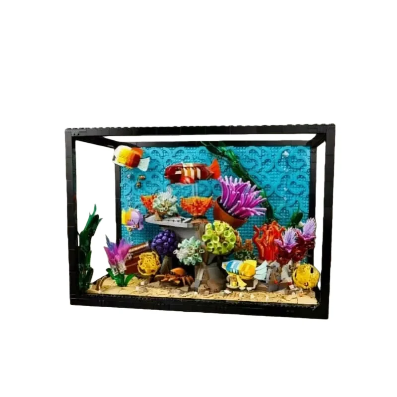 Aquário Tropical, Modelo De Aquário Com Peixes Marinhos, Bloco De Montar Para Crianças.