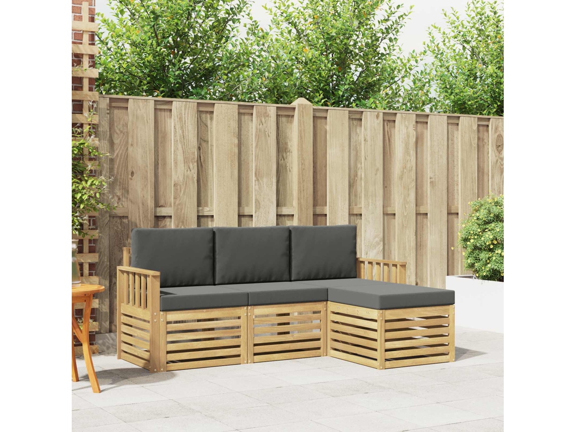 Vidaxl Conjunto De Sofás Para Exterior 4 Pcs Branco E Antracite
