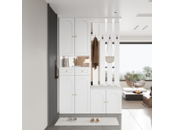 Conjunto Corredor Branco 110x180x37cm, Sapateira, 4 Ganchos, 6 Portas, 2 Gavetas.-xm
