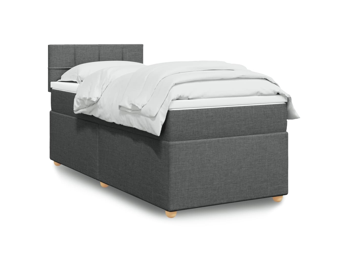 Vidaxl Cama Com Molas/colchão 90x200 Cm Tecido Cinzento-escuro