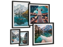 Conjunto De Pinturas Ilustrações Em Estilo De Cozinha Mediterrânea Moldura Preta Imagens Para Um Quarto Infantil Espelharte (conjunto De 5 Imagens)