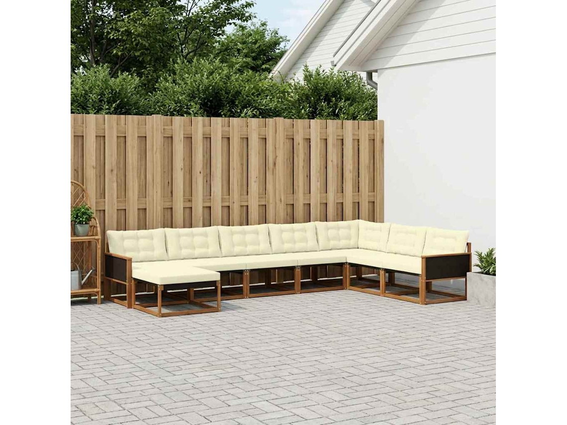 Vidaxl Conjunto De Sofás Para Exterior 8 Unid. Natural E Creme