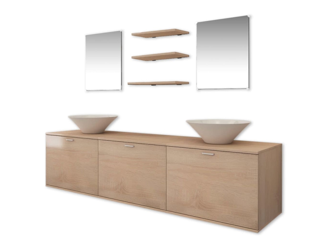 Bathroom Furniture And Basin, Bathroom Furniture And Basins Vidaxl Bege Madeira Processada (180 X 45 X 45 Cm)