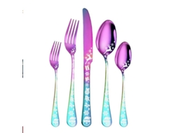 Conjunto de Talheres de Natal 5 Peças Inox Nova Line com Padrões de Nevoeiro e Veado