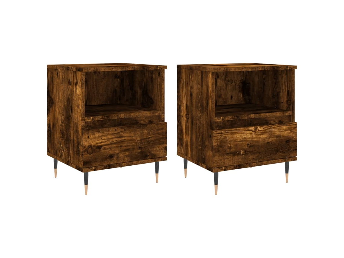 Bedside Cabinet, Bedside Cabinets Vidaxl Marrom Madeira Processada (n/a)