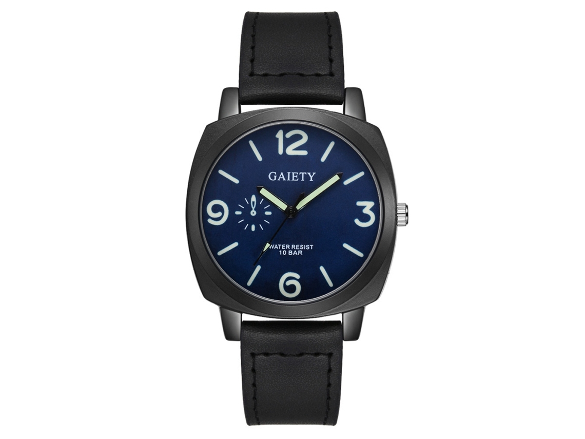 Relógio analógico de quartzo masculino Gaiety com pulseira de liga de PU (preto)