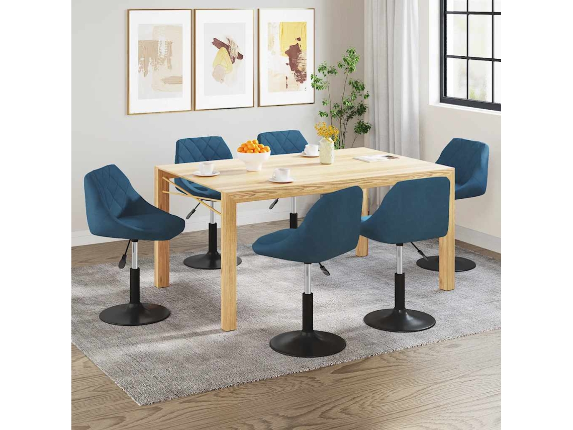 Vidaxl Cadeiras De Jantar Giratórias 6 Pcs Veludo Azul