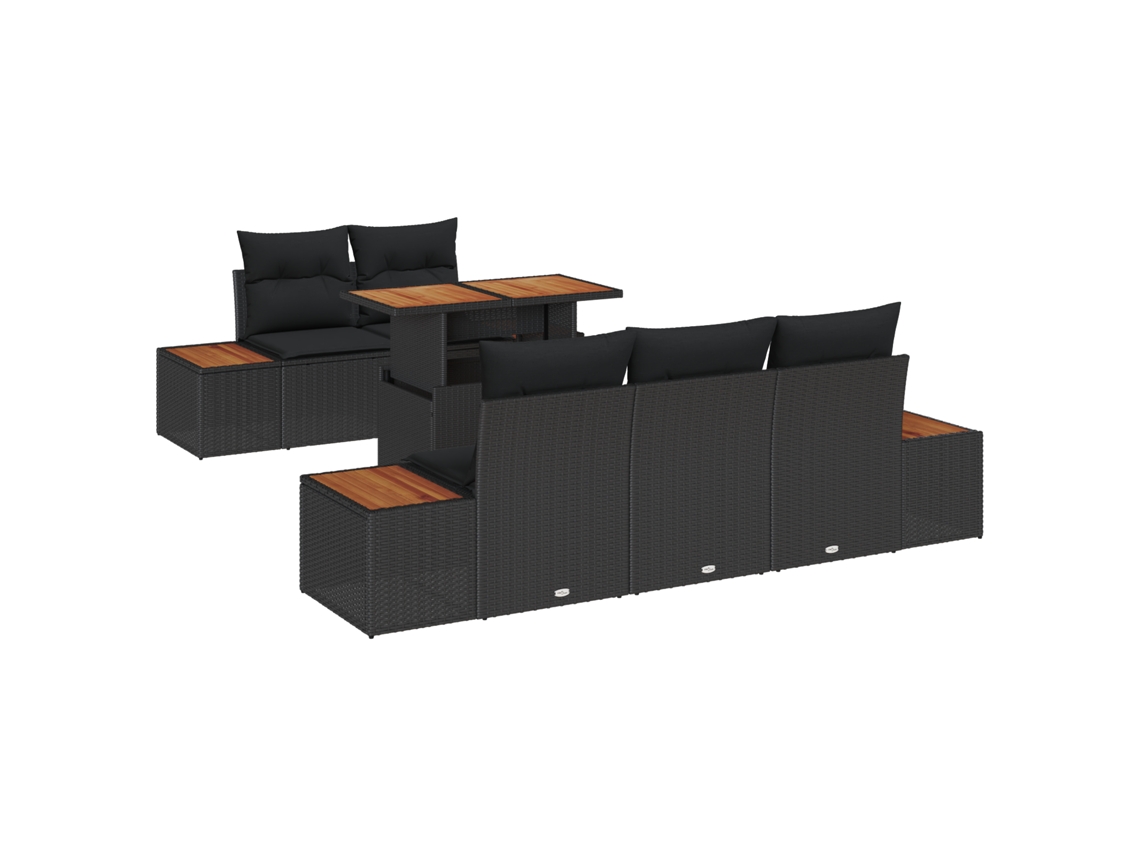 Conjunto 6 Conjunto De Jantar Para Exterior Vidaxl Preto Vime Pe (100 X 55 X 73 Cm)