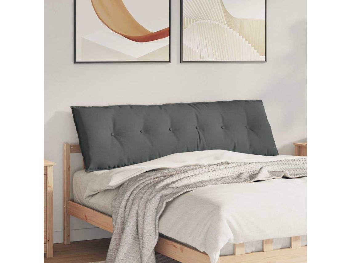 Vidaxl Travesseiro Para Costas Cinza Escuro 160 X 19 X 50 Cm Tecido