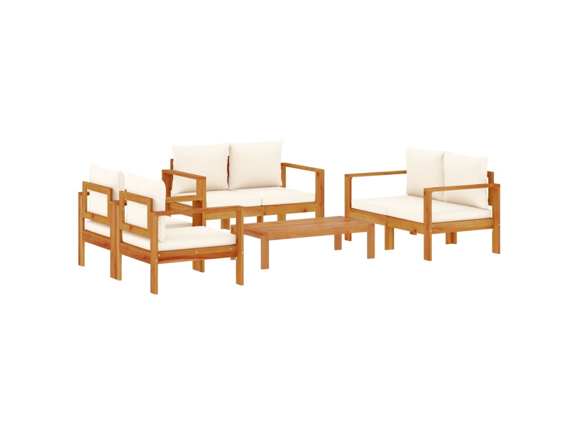 Conjunto 5 de sofás de jardim com almofadões VIDAXL acácia maciça