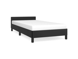 Estrutura De Cama Com Cabeceira Vidaxl Preto Couro Artificial (90x200cm)