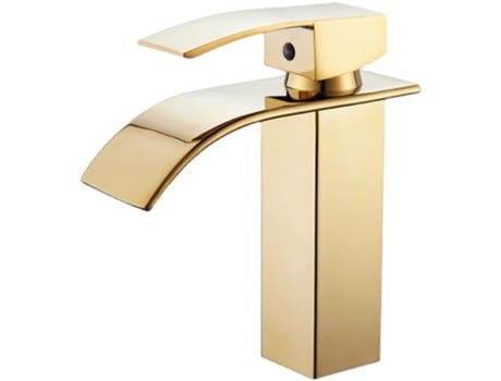 Torneira De Pia De Água Quente E Fria Com Furo Único, Torneira Cascata Dourada Hdd