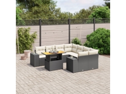 Vidaxl 9 Pcs Conjunto de Sofás P/ Jardim C/ Almofadões Vime Pe Preto