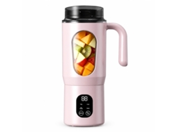 Liquidificador Portátil Recarregável Rosa, Copo Com Pega, 12 Lâminas, 7,4 V, Para Sumos E Batidos