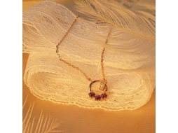 Anéis Entrelaçados ~ Colar em Prata de Lei S925 com Zircônia Vermelha Granada, Luxo Discreto e Versátil. MDUG (ouro)
