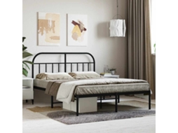 Vidaxl Estrutura De Cama Com Cabeceira 140x190 Cm Metal Preto
