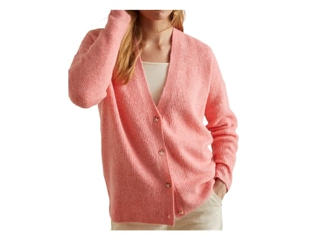 Cardigan De Mulher Yerse Lã Rosa (m)