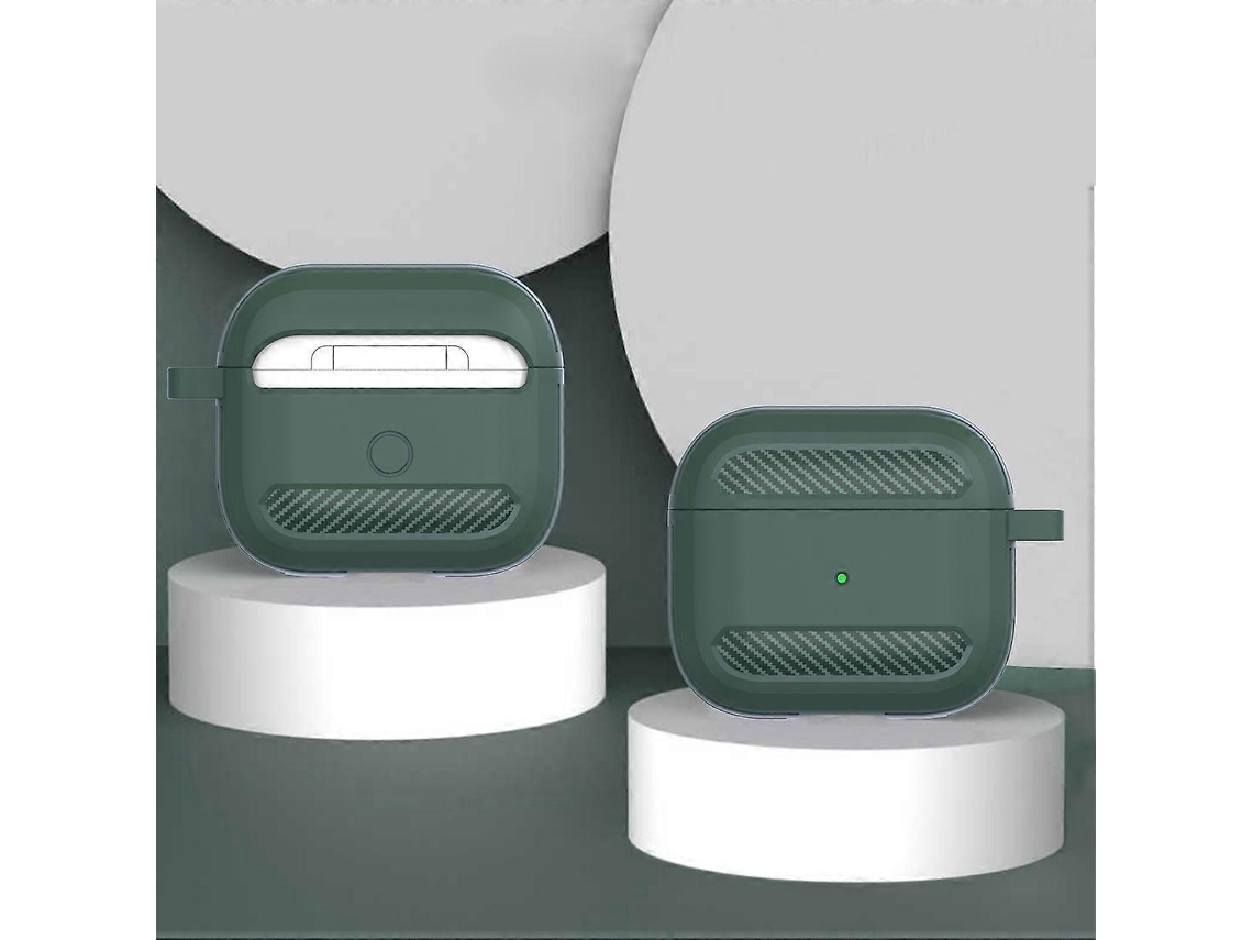 Capa Protetora Antiqueda De Fibra De Carbono Para Fones De Ouvido Airpods 3green