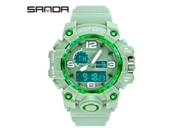 Relógio Eletrônico Moderno com Acabamento Luminoso, À Prova D'água, Resistente a Choques e com Despertador. MDUG (verde Matcha Feminino)