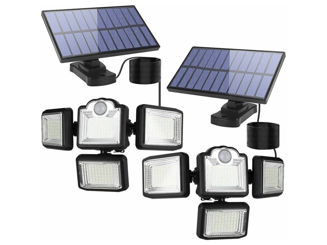 Refletor Solar Com 4 Lâmpadas E Sensor De Movimento, Classe De Proteção Ip65, Para Jardim/varanda.