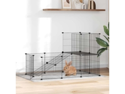 Vidaxl Gaiola P/ Animais De 20 Painéis C/ Porta 105x70x70 Cm Aço Preto