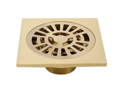Ralo de Chuveiro, Piso Quadrado Latão 4" com Tampa Removível, Coletor Cabelo para Cozinha, Vaso Sanitário, da Debuns AQUAFORGE