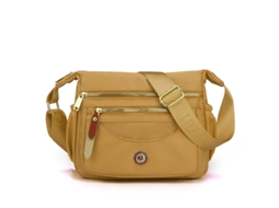 Bolsa Transversal Feminina de Nylon Impermeável, com Várias Camadas e Grande Capacidade. ouro Escuro YUNZII