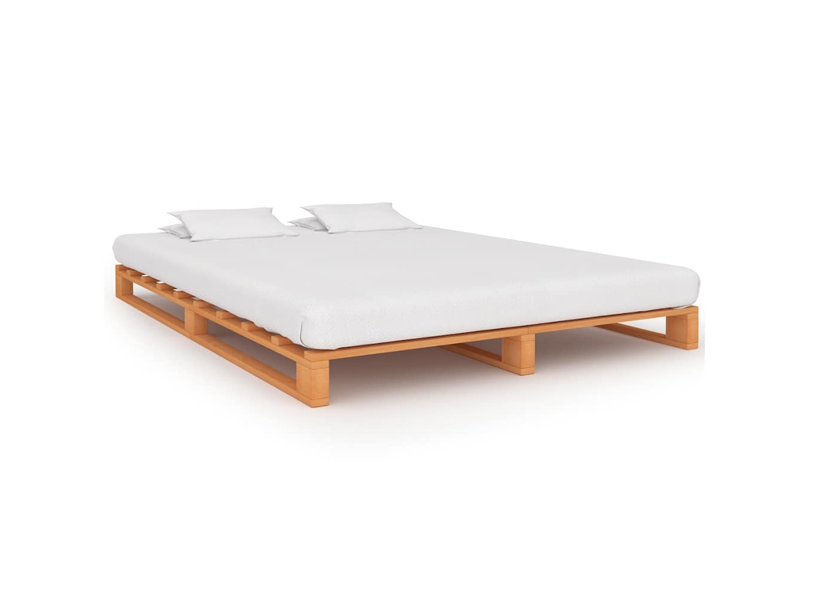 Vidaxl Estrutura De Cama Em Paletes Pinho Maciço 200x200 Cm Castanho