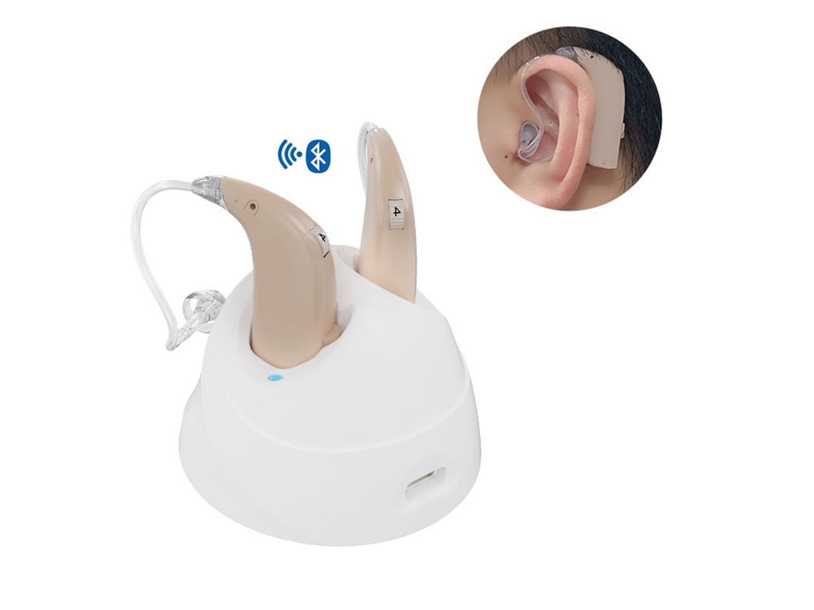 Gancho de Ouvido Sem Fio Amplificador de Som Bluetooth Recarregável para Idosos com Perda Auditiva NICECEE