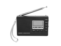 Miniradio Portátil Fm/mw/sw con Reloj Despertador Digital, Receptor Estéreo Negro | S/MARCA