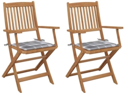 vidaXL Cadeiras de jardim dobráveis c/ almofadões 2 pcs acácia maciça