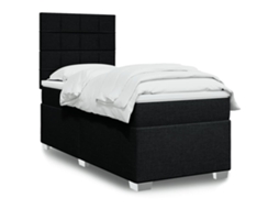 Vidaxl Cama Com Molas/colchão 100x200 Cm Tecido Preto
