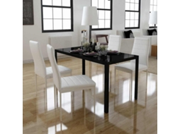 Vidaxl Conjunto Mesa De Jantar 5 Pcs Preto E Branco