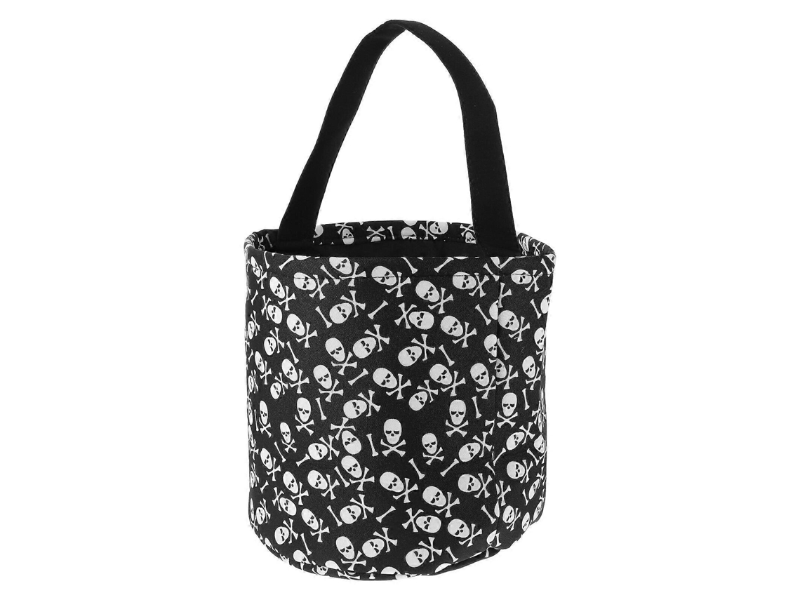 X Cesta De Doces De Halloween, Bolsa Portátil Para Lanches Com Estampa De Esqueleto Ly Ebike (preta)