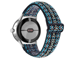 Bracelete de Tecido Trançado Respirável Trançado Ajustável com Adaptador Prateado para Google Pixel Watch 4