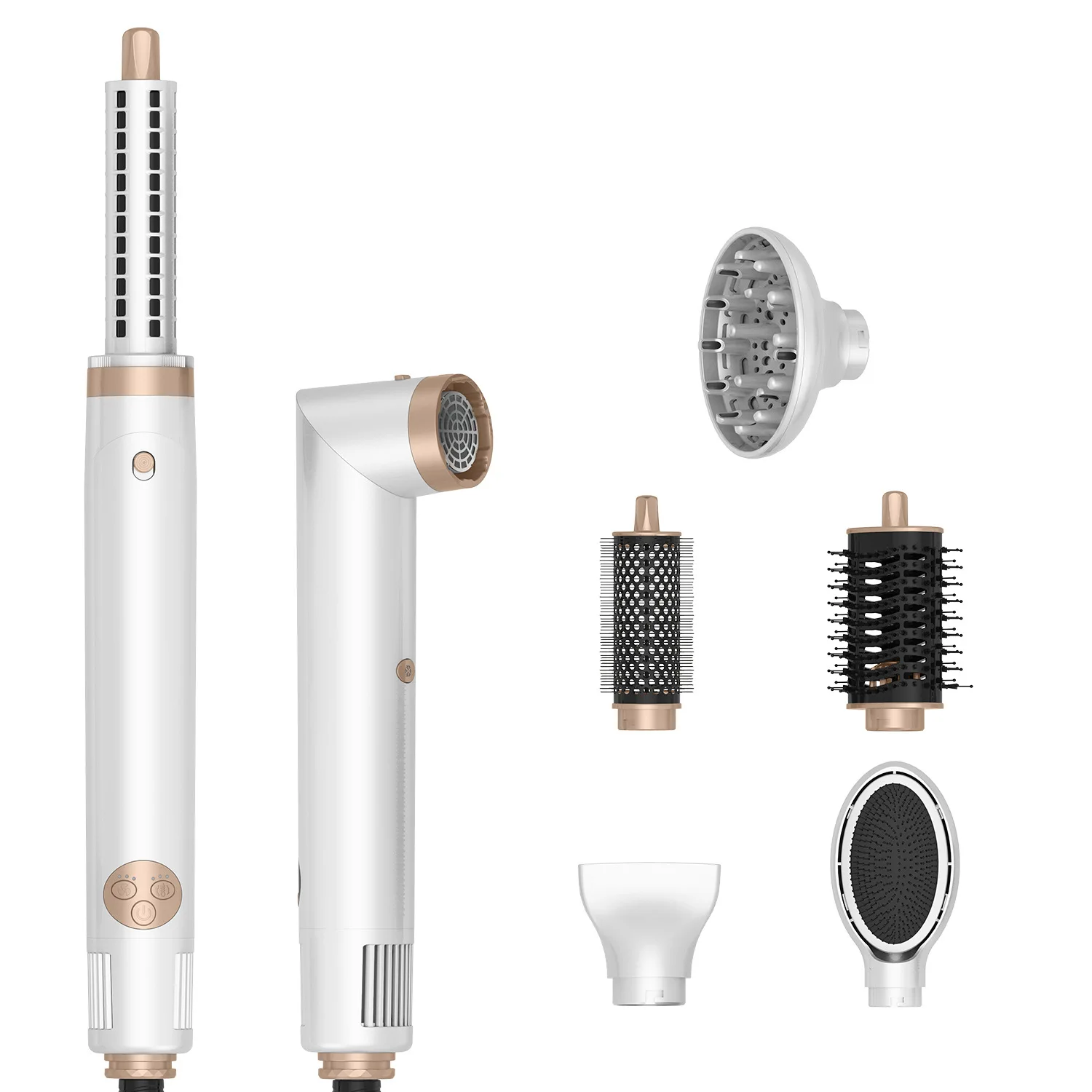 (branco) Secador De Cabelo Multifuncional Com Escova De Ar Quente, Secador De Cabelo De Alta Velocidade Com Íons Negativos