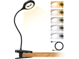 Luminária De Mesa Recarregável Com Pinça,luz De Cabeceira Toque E Regulável,abajur Portátil Para Leitura Btforus