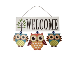 Laxiscreed Placa Decorativa Boho Rústico Com Búho Para Entrada E Decoração Interior