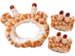 Nuobesty Faixa De Cabelo E Pulseiras De Maquiagem Macias Com Estampa De Girafa Para Mulheres, Sabonete Facial Macio