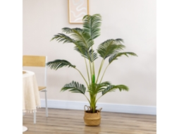 Palmeira Areca Artificial 170cm Planta Sintética com 11 Folhas Realistas e Vaso Plástico P/ Int./ext. P/sala Estar Escritório Ø15x170 Cm Verde