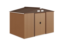 Abrigo de Jardim 4,83 m² 277x195x192 cm com Base de Reforço para Armazenamento de Ferramentas Marrom