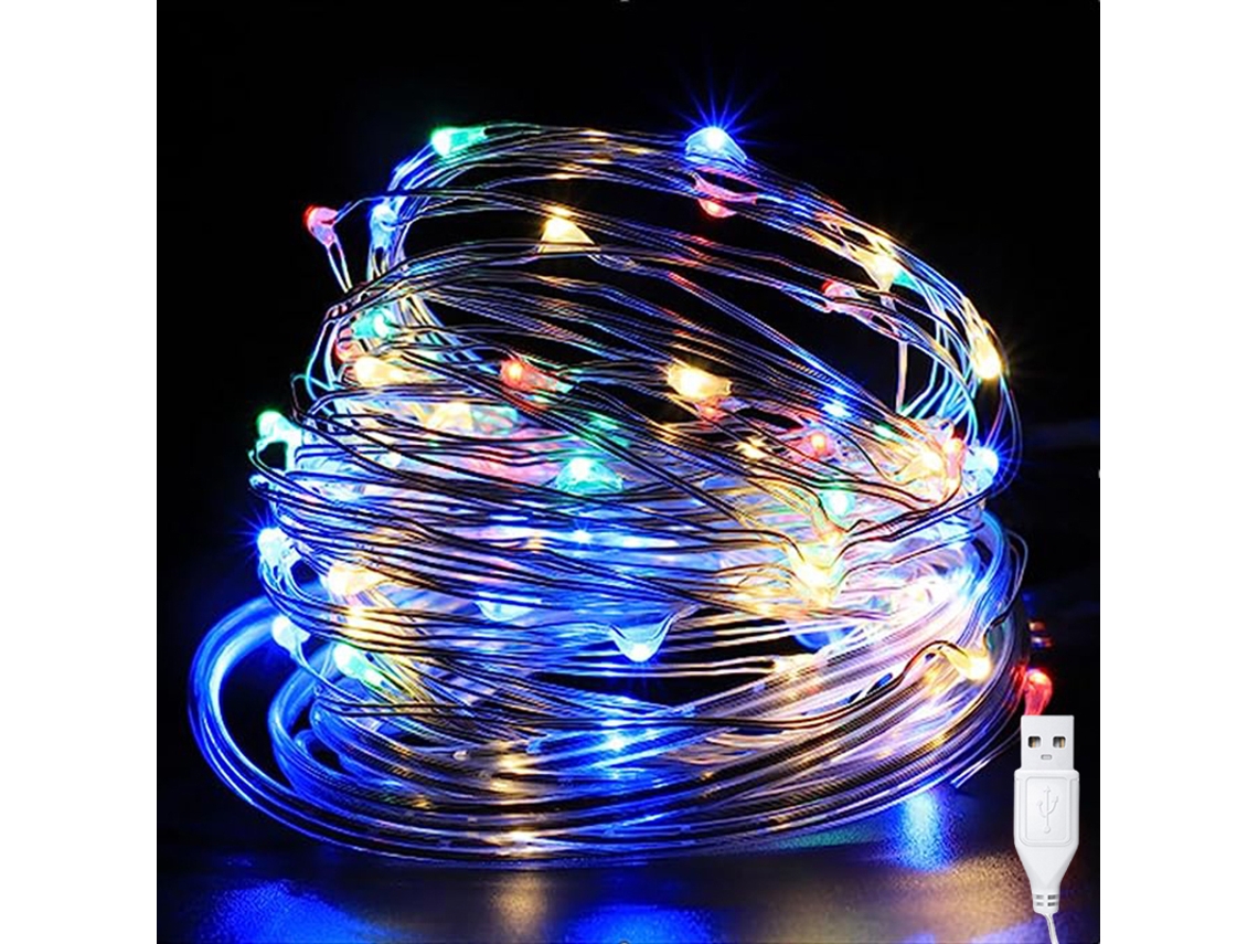 (5m50 Leds Coloridos) Cordão De Luzes Led Usb, Luzes De Cobre Requintadas