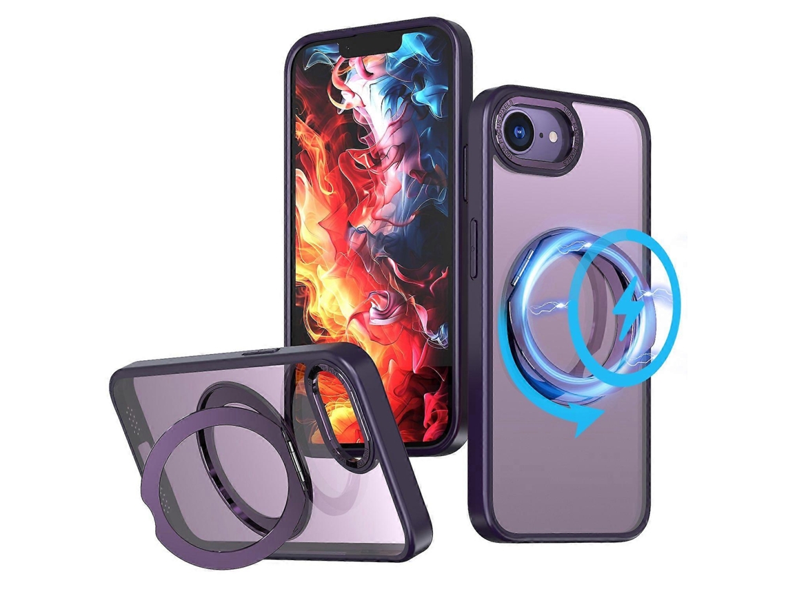 Capa Para Iphone 16e Compatível Com Magsafe Tpu Acrílico Kickstand - Roxo