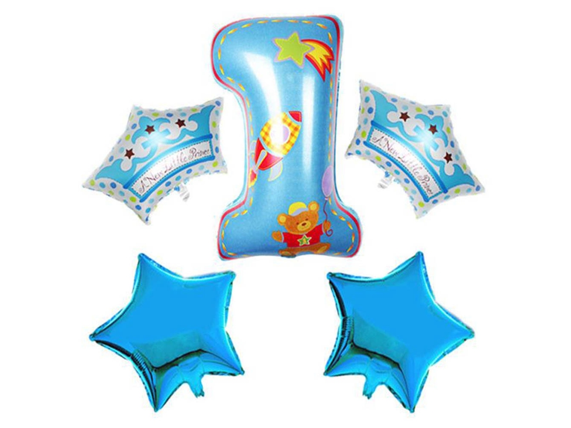 Laxiscreed Conjunto De 5 Balões Estrela Com Coroa Para Casamento E Festa, Azul