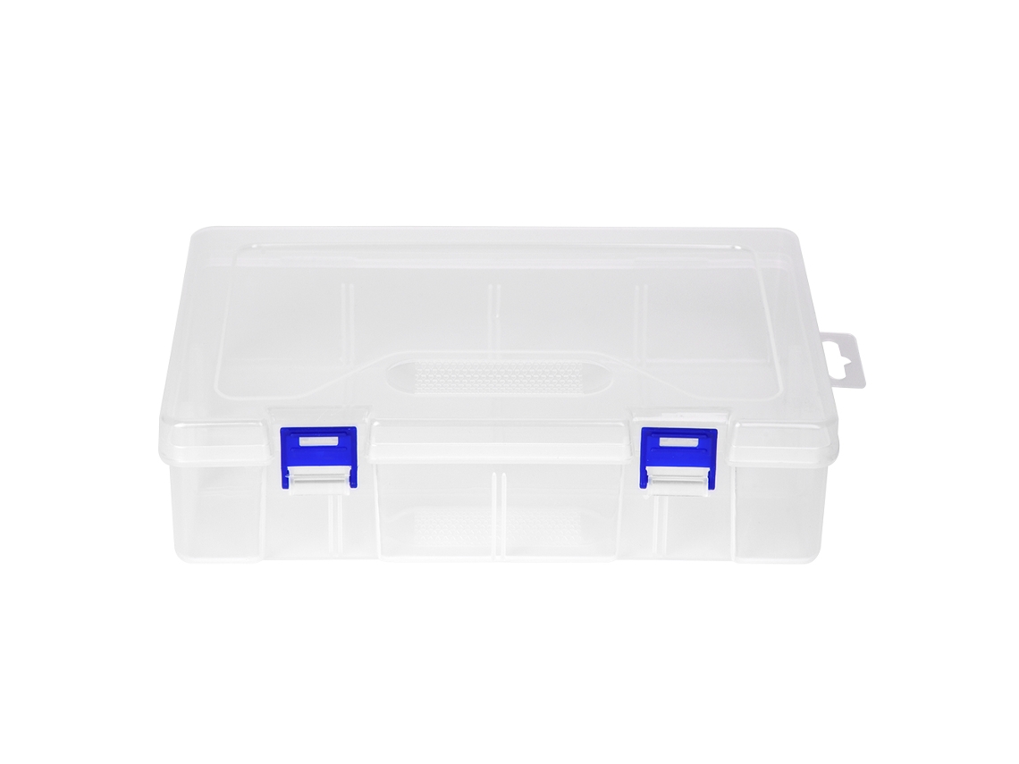 Caja De Armazenamento Plástico Transparente Para Joias E Ferramentas Com Fivela Azul D306