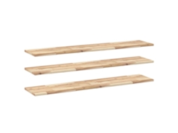 Conjunto 3 Prateleira flutuante VIDAXL Marrom Madeira de acácia (120x30x2 cm)