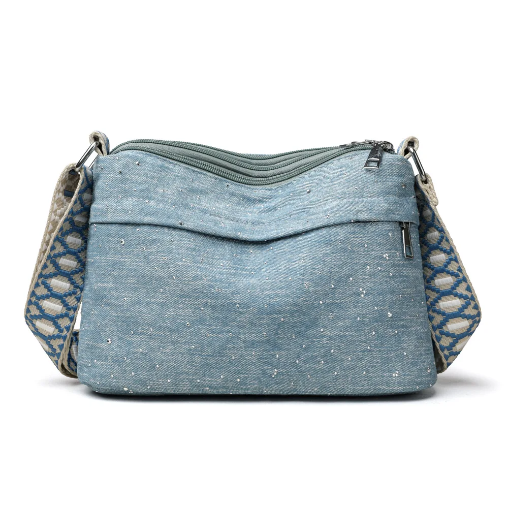 (azul) Bolsa Transversal/de Ombro Feminina Casual Com Tachas, Macia, De Grande Capacidade, Ideal Para O Dia A Dia.