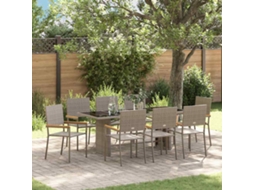 Vidaxl Conjunto De Jantar Para Jardim 9 Unid. Cinzeto Vime Pe